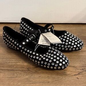 A New Day Black Rhinestone Mary Jane Flats Size 9 New With Tags